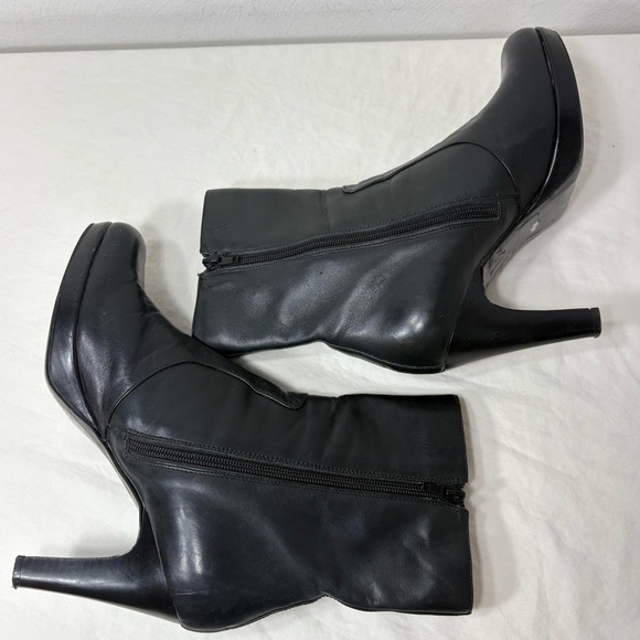 Nine & Co Vintage 90s Y2K Genuine Leather Platform Heeled Boots Booties 8.5 - Picture 10 of 16